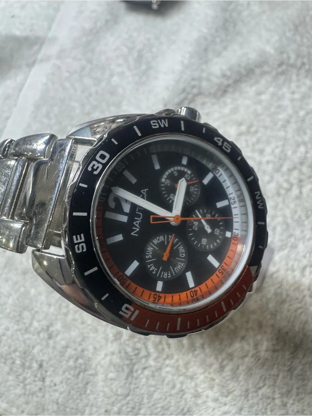 Nautica Black and Orange Sport Chronograph Watch